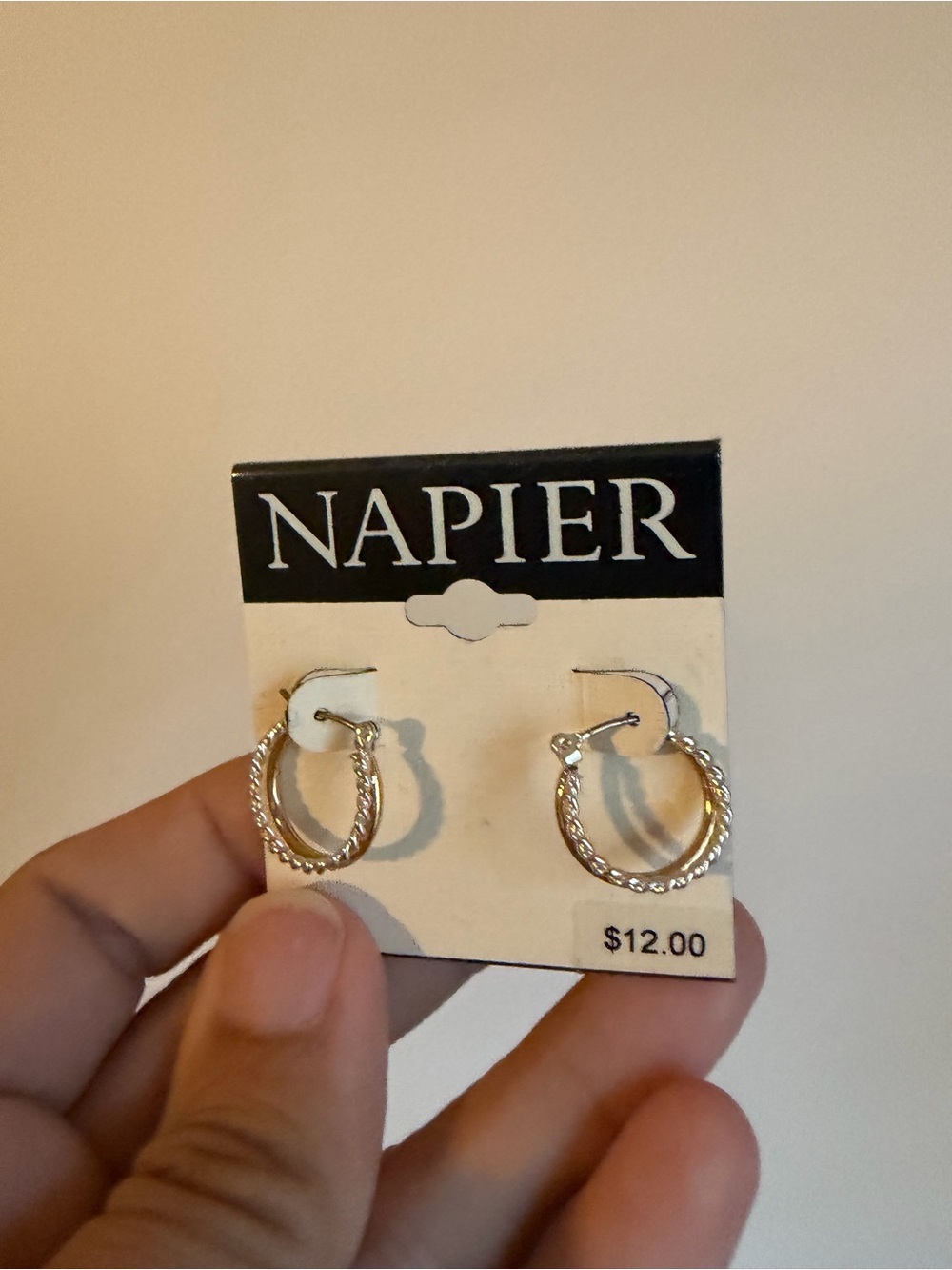 Napier Silver-Tone and Gold-tone Twisted Hoop Earrings - Silver